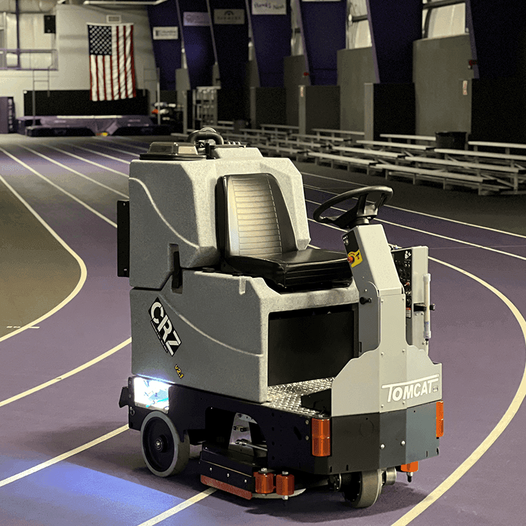 Tomcat floor scrubber showcasing its cleaning power