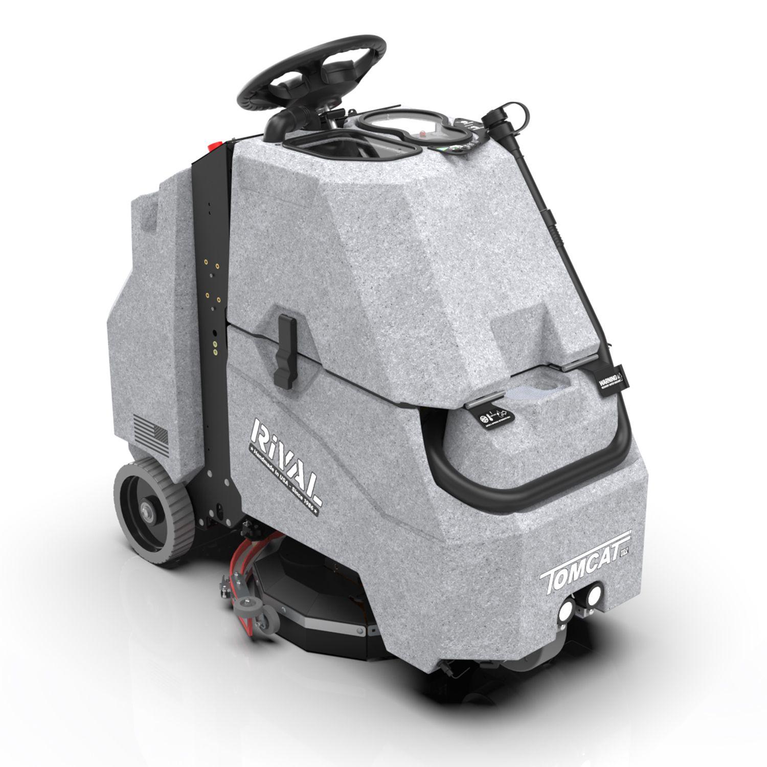 Tomcat floor scrubber showcasing its cleaning power