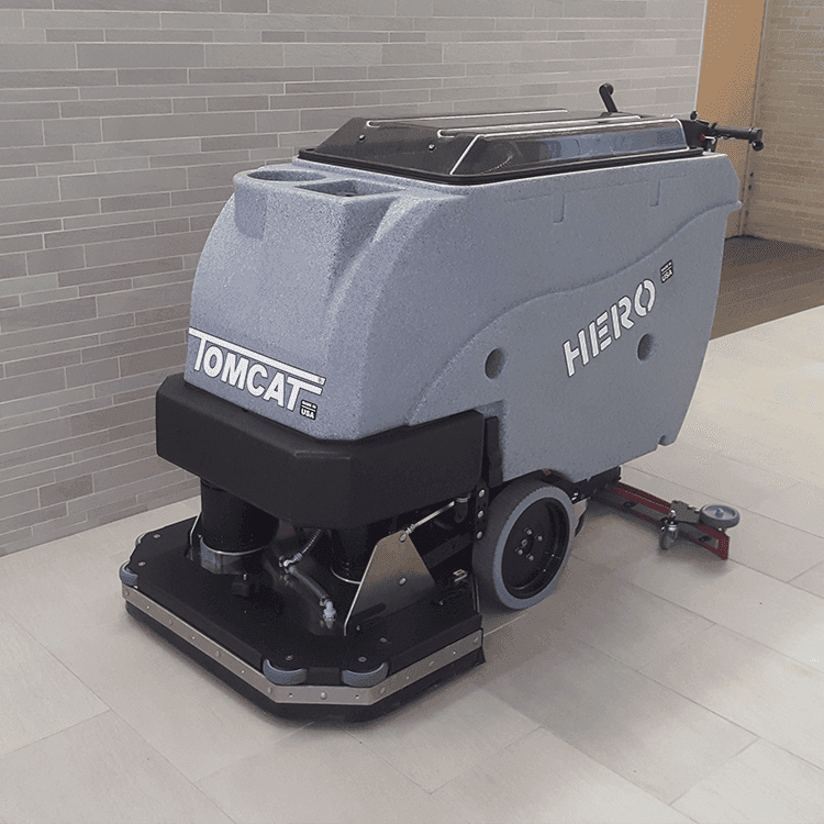 Tomcat floor scrubber showcasing its cleaning power