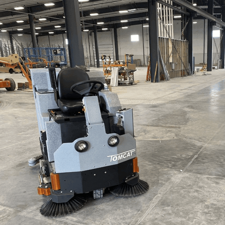 Tomcat floor scrubber showcasing its cleaning power