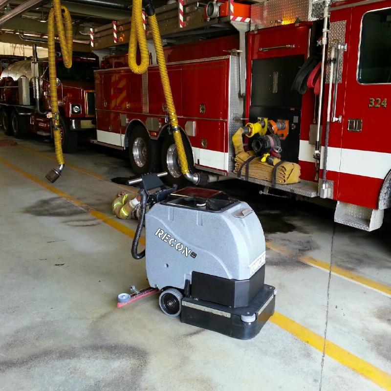 Tomcat Walk Behind Floor Scrubbers Recon garage concrete RECON Walk Behind Floor Scrubbers Nebraska Fire House
